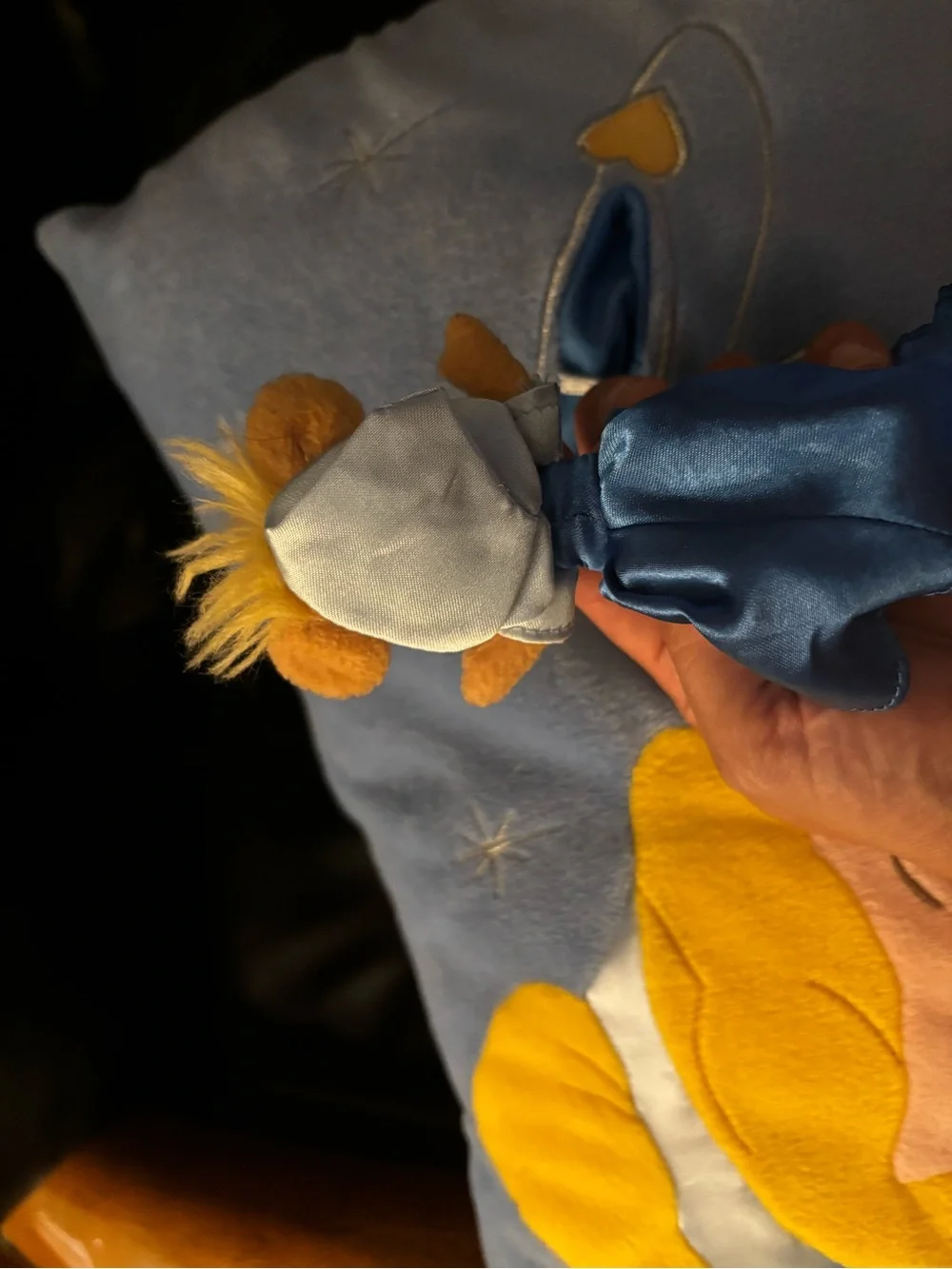 Disney Cinderella Blue Yellow Appliqué Pillow - vintage